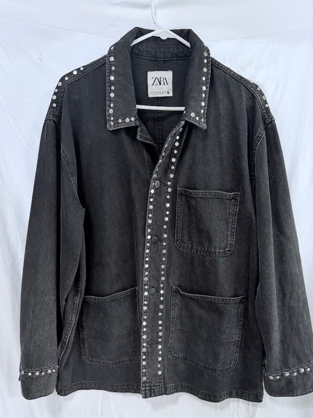 Zara black denim barn jacket.  Size XL